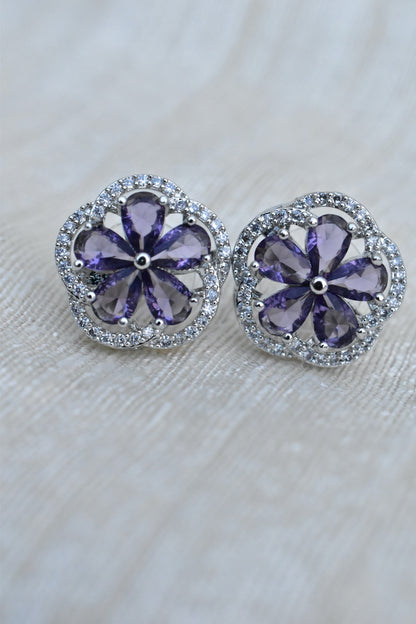 amethyst cz stud earrings