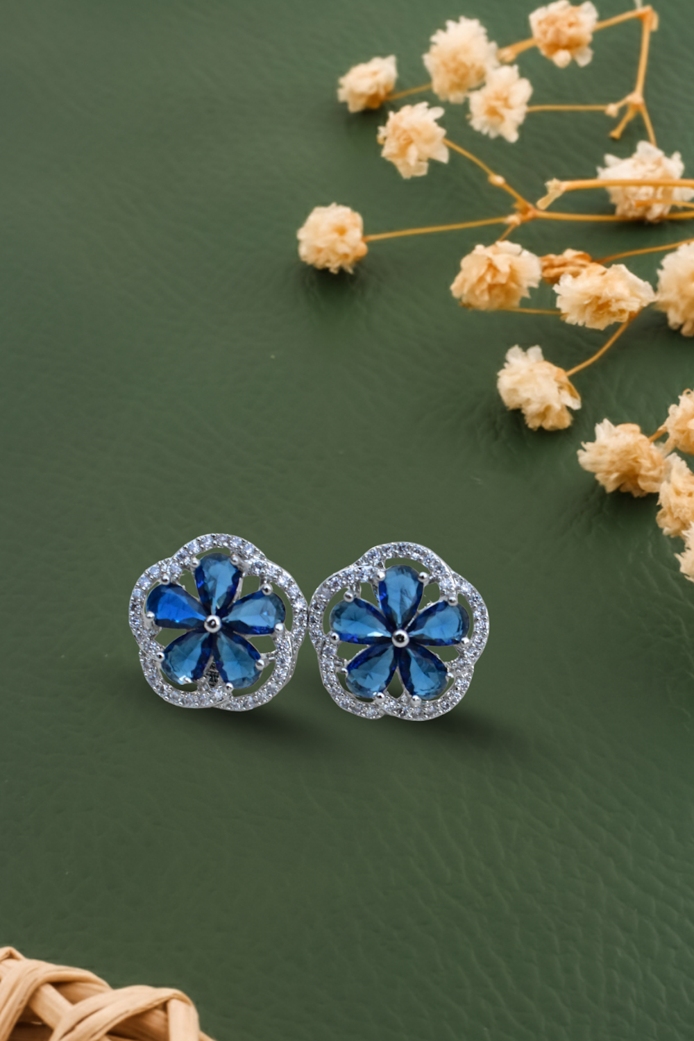 silver blue cz studs