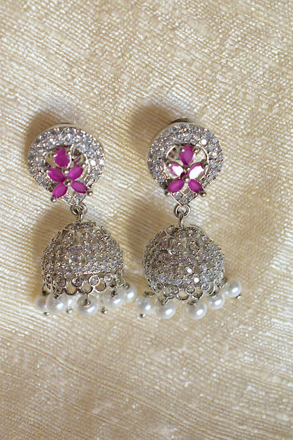 silver cz jhumka
