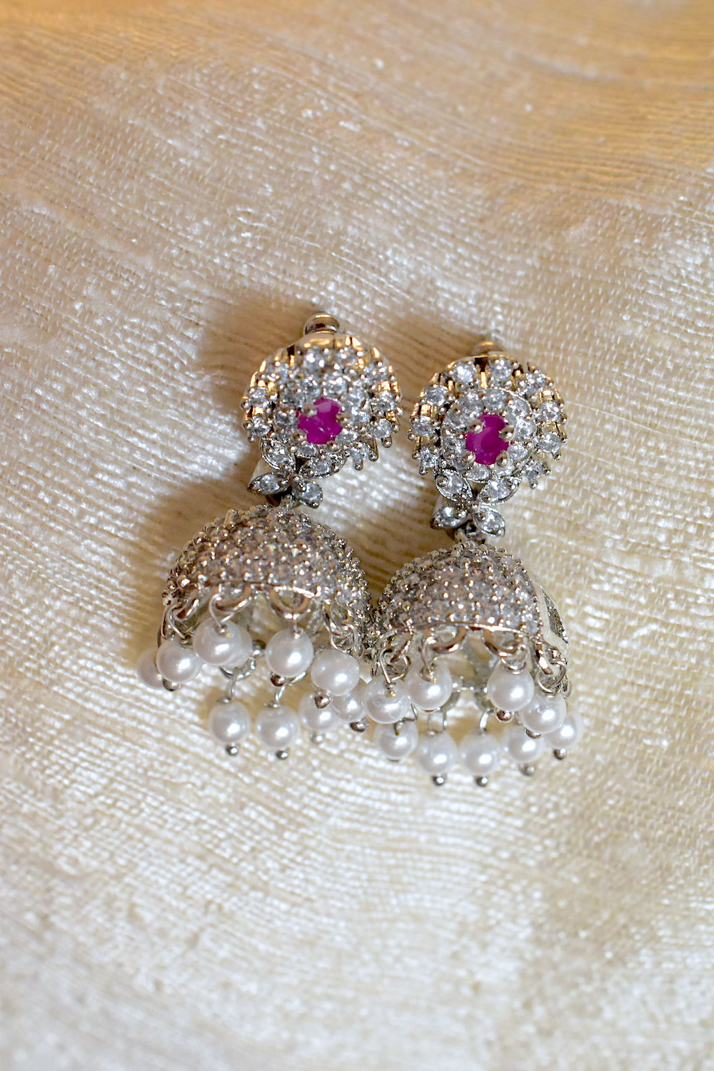 jhumka earrings silver diamond fashion