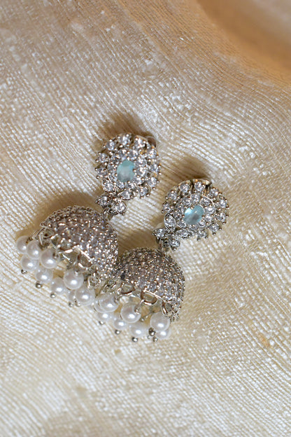 jhumka earrings silver diamond fashion