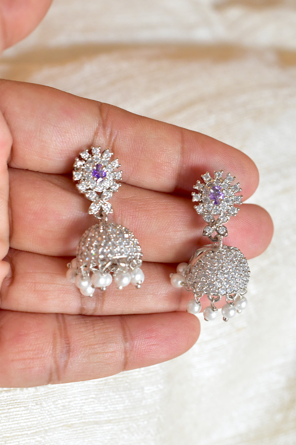 jhumka earrings silver diamond fashion