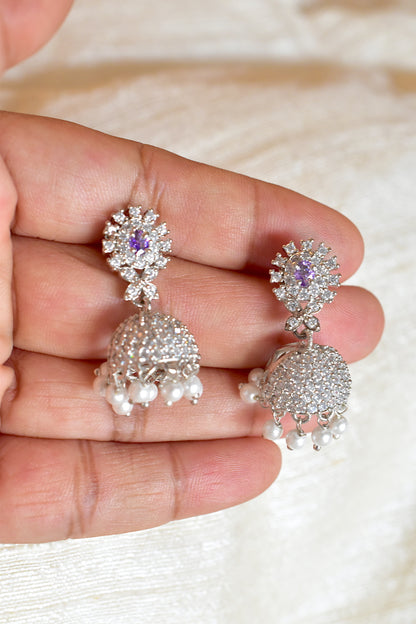 jhumka earrings silver diamond fashion