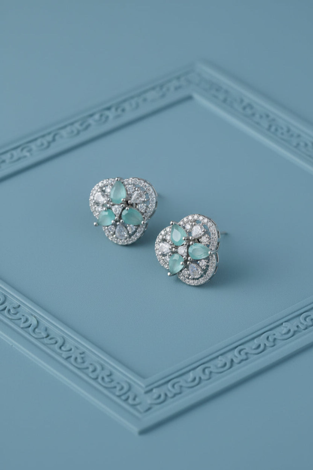 ad cz mint stud earrings