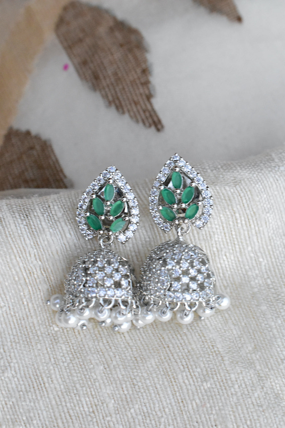 cz jhumka earrings