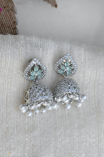 mint jhumka earrings
