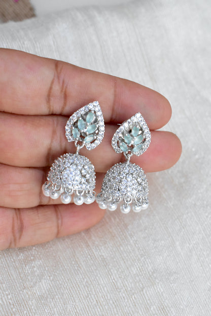 silver diamond jhumka earrings