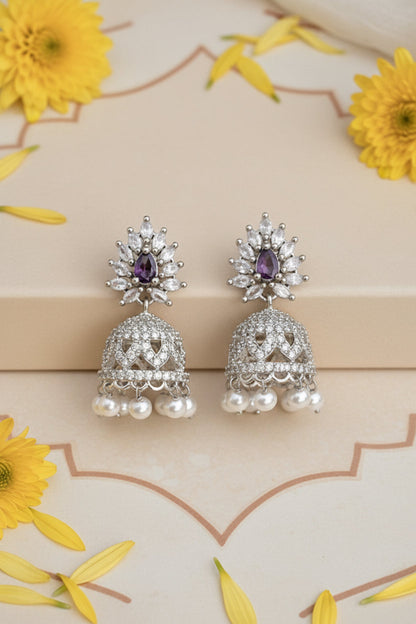 purple jhumka earrings