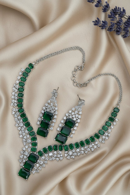 emerald cz necklace set