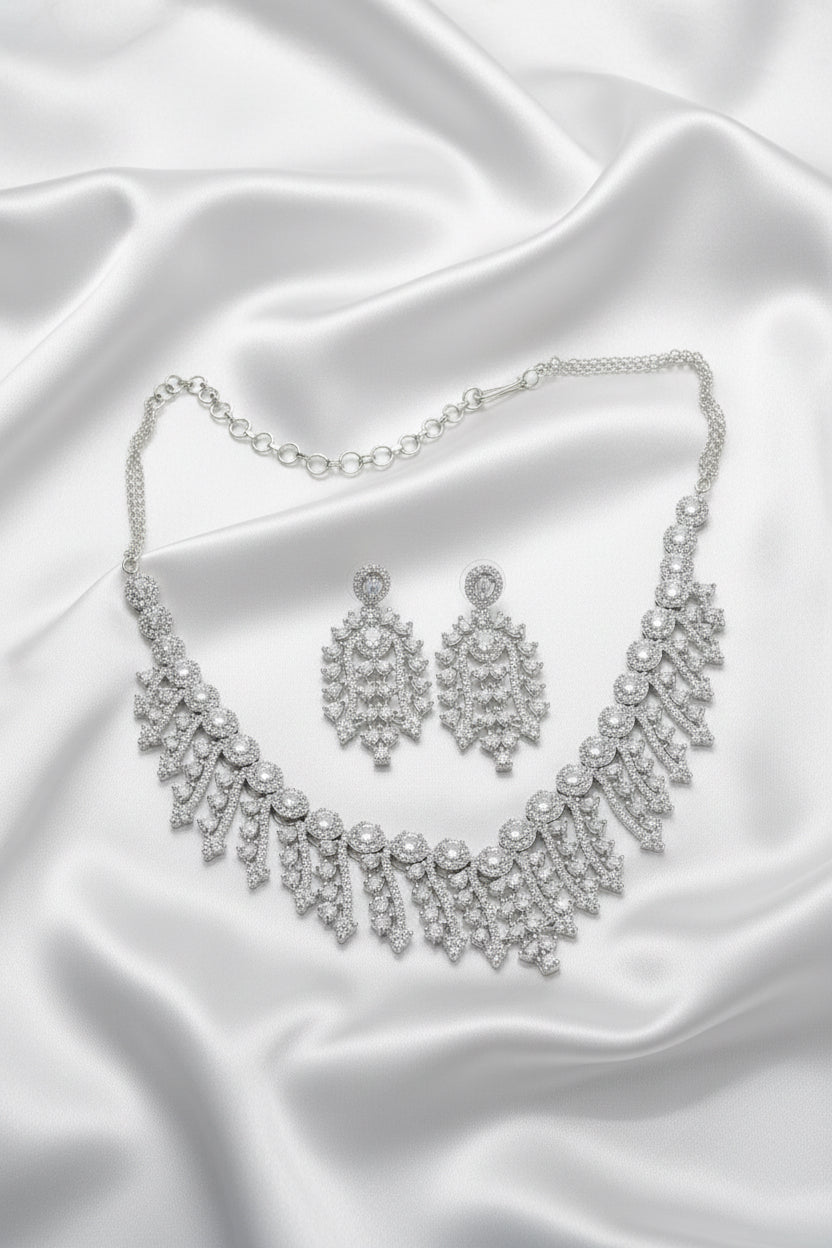 cz necklace earrings set