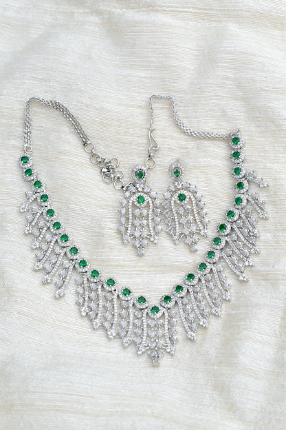 emerald diamond necklace drop earrings