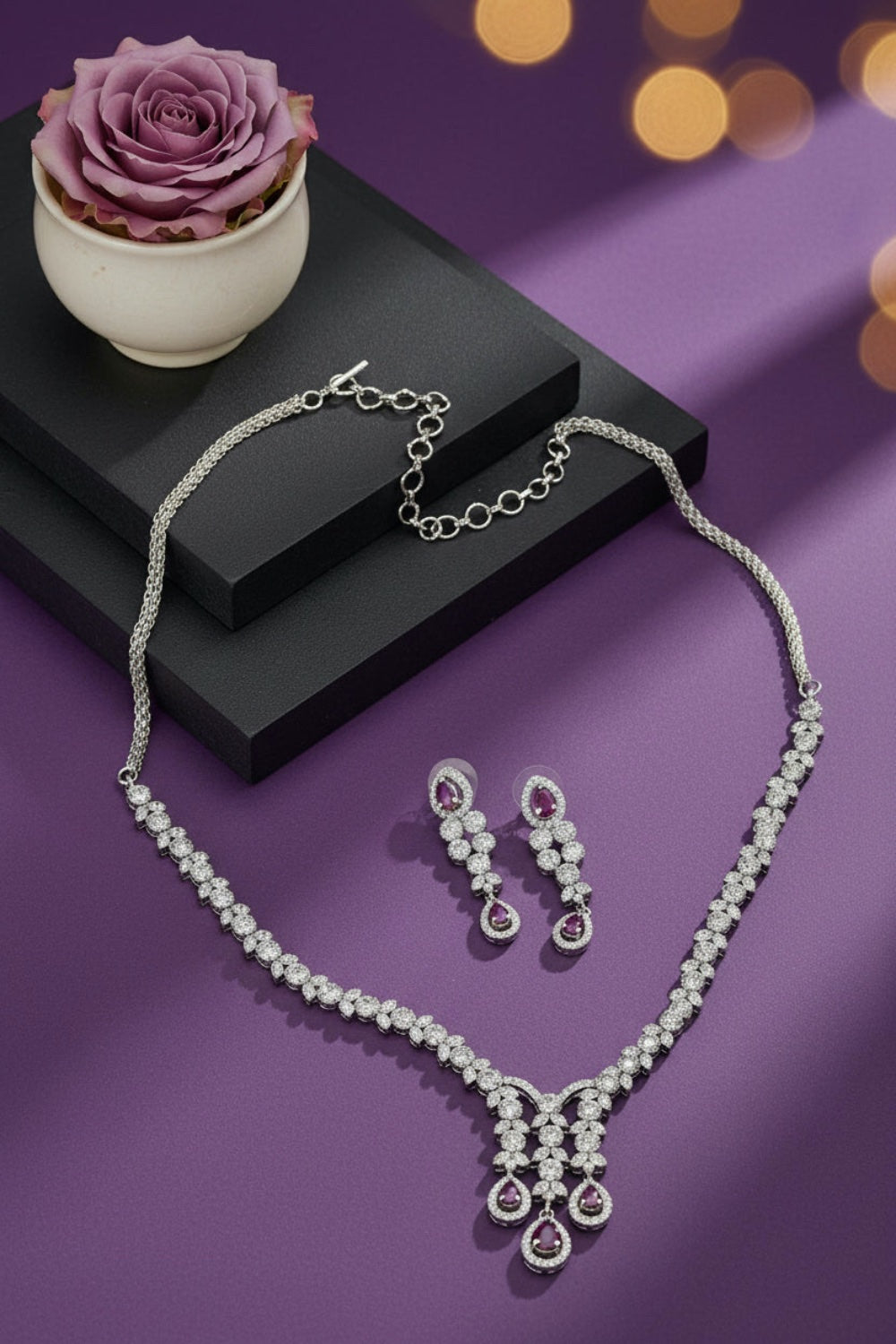 cz necklace earrings