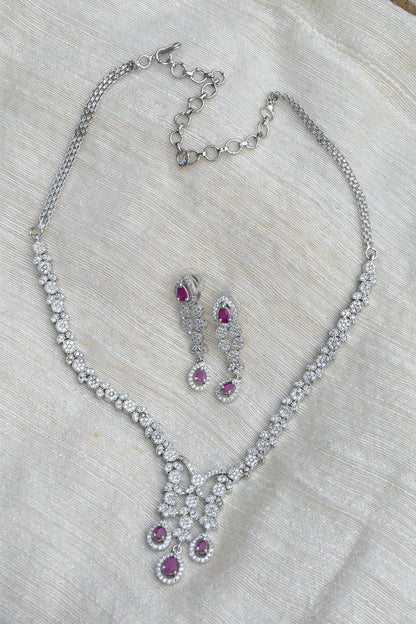 medium size cz necklace earrings