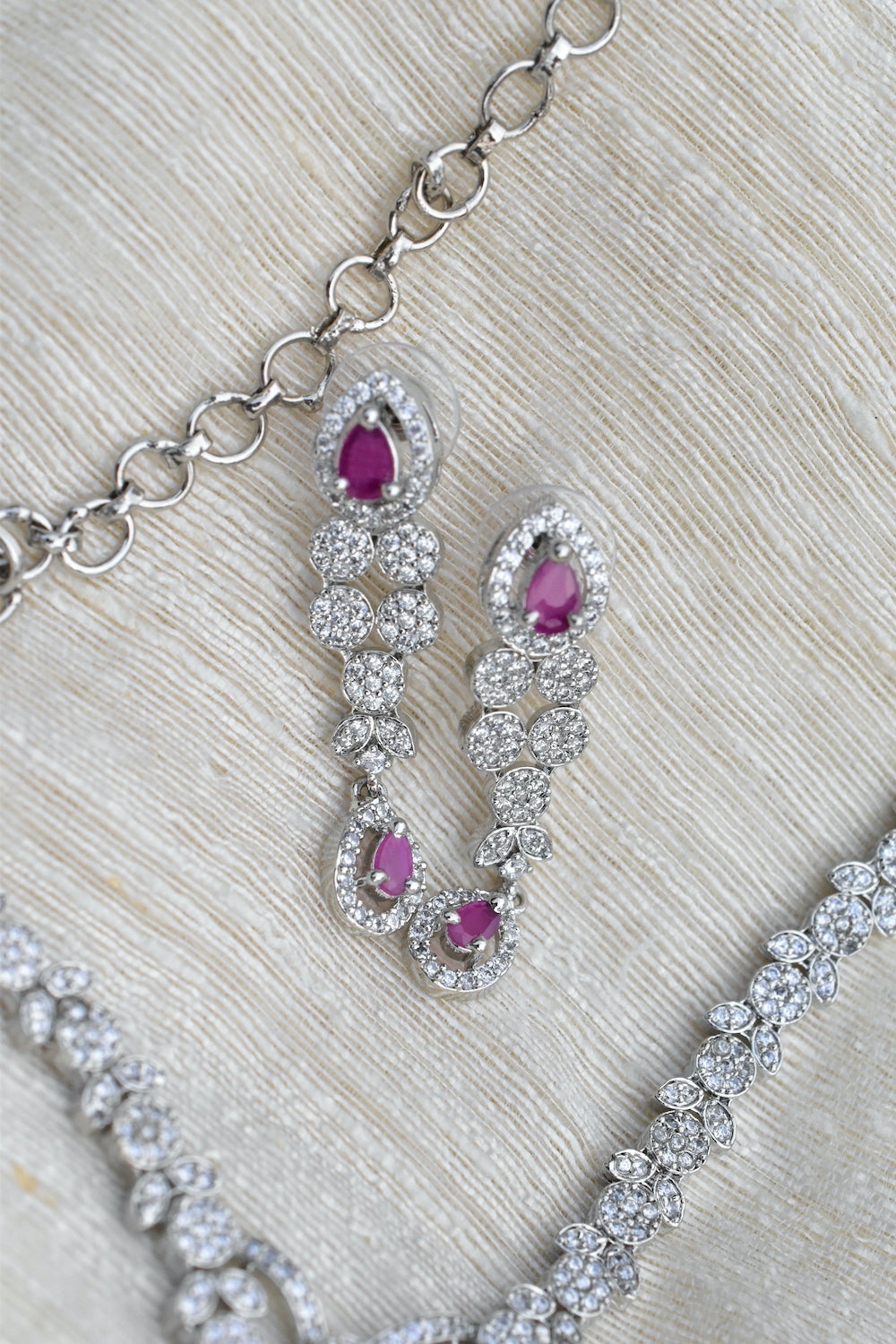 medium size cz necklace earrings