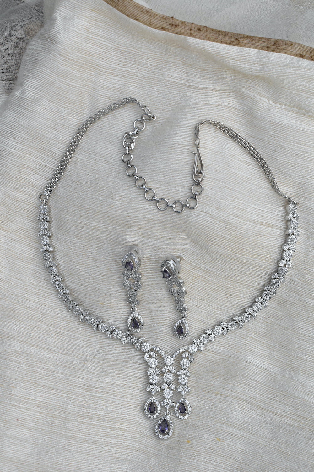 diamond necklace earrings