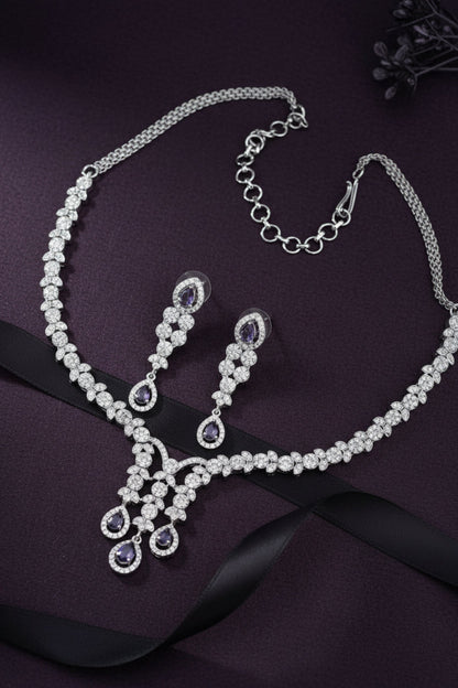 lavender diamond necklace earrings