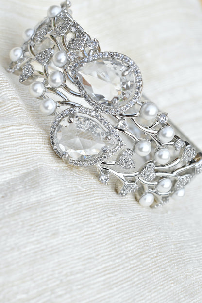 pearl zirconia silver bracelet