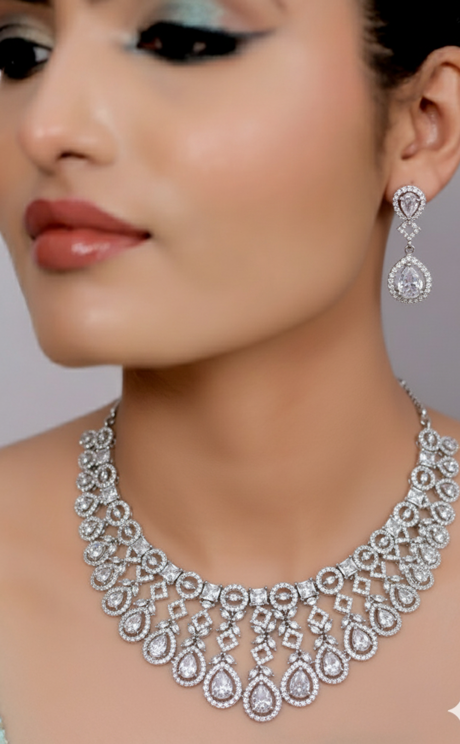 cz necklace earrings set