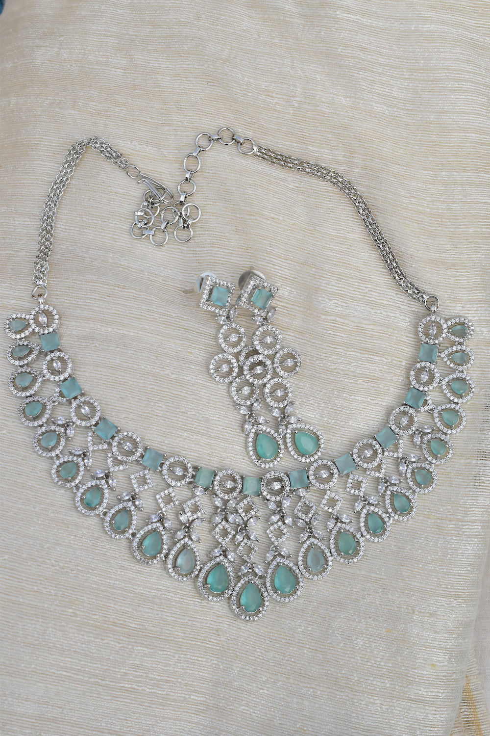 mint silver cz necklace