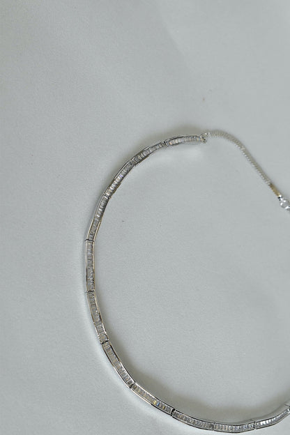 cz baguette diamond chain setting silver polish hasli style zirconia necklace