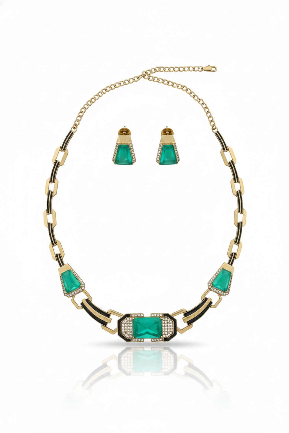 lightweight flexible western style oxidised choker necklace with black enamel and cubic zirconia indian jewellery bridal trousseau 