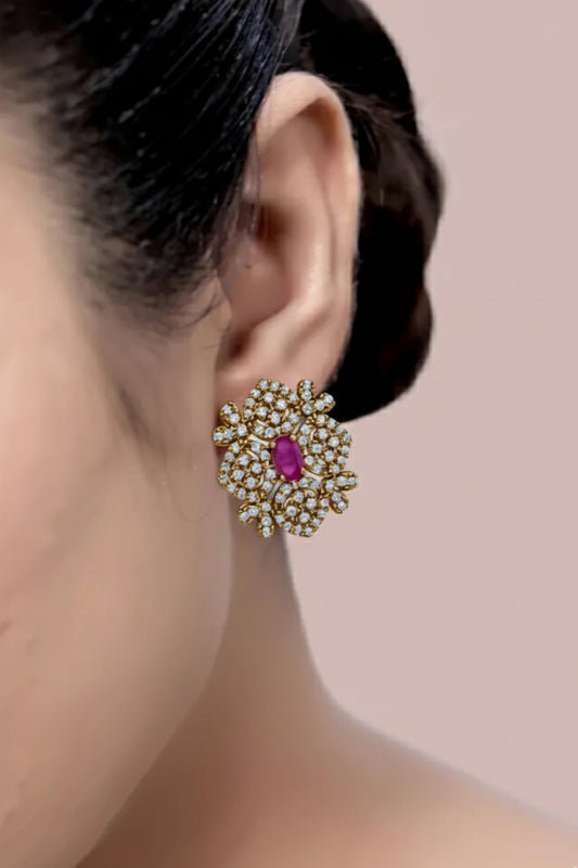 victorian polish zircon stud earrings
