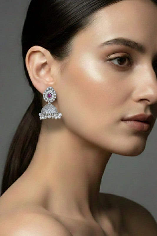 silver jhumka earrings