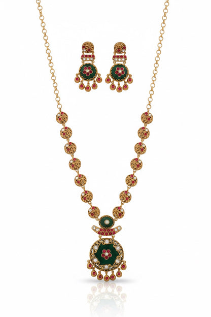 long heritage necklace white jade potaruby stone indian wedding jewellery