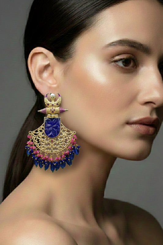 carved stone studded kundan chandbali earrings kmce220715-kmce220728