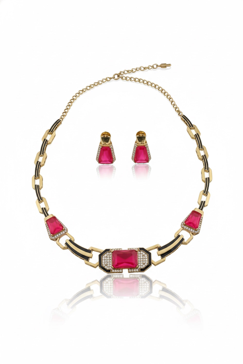 lightweight flexible western style oxidised choker necklace with black enamel and cubic zirconia indian jewellery bridal trousseau 