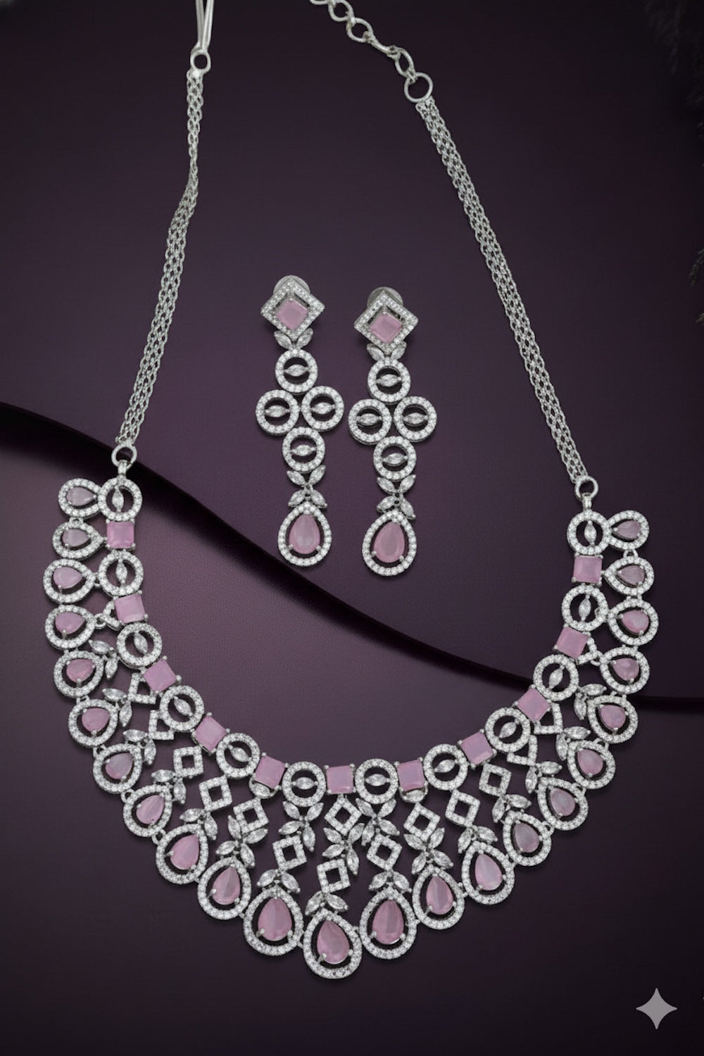 pink cz necklace set