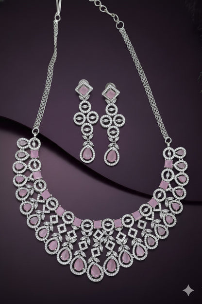 pink cz necklace set