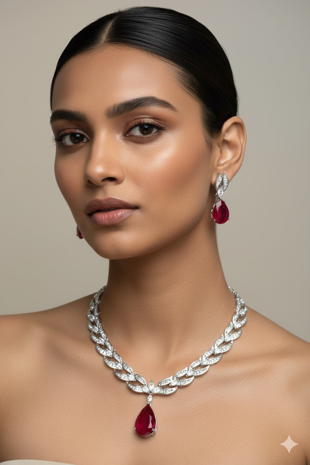 cz doublet cocktail necklace set