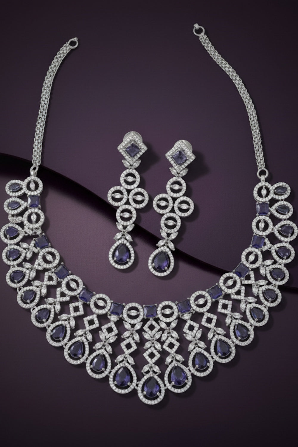 purple cz necklace set