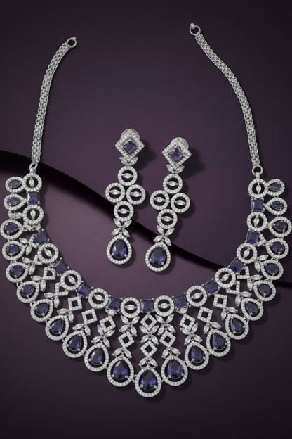 purple cz necklace set