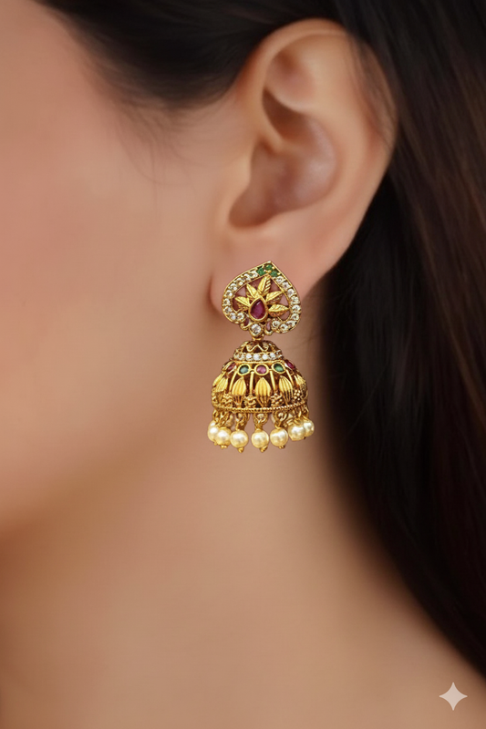 Gold jhumka earrings