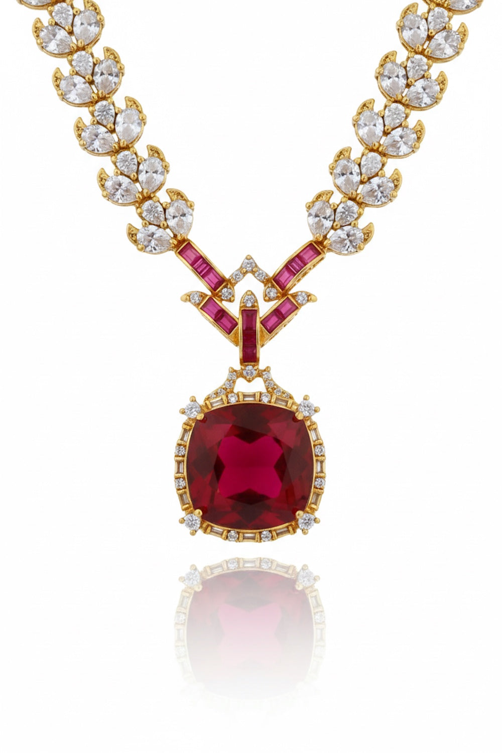 indian bridal long cubic zirconia doublet necklace earrings set