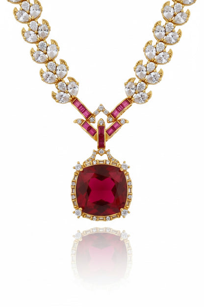 indian bridal long cubic zirconia doublet necklace earrings set