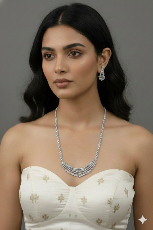 cz necklace earrings set