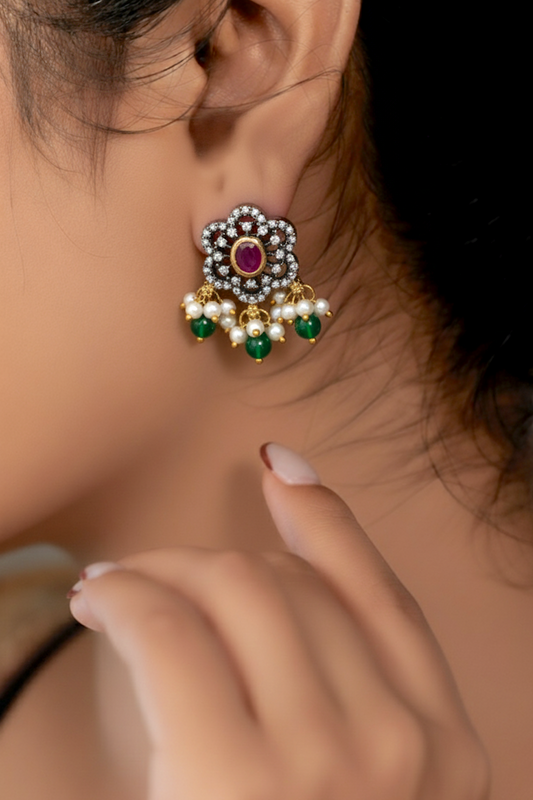 black cz polish earrings
