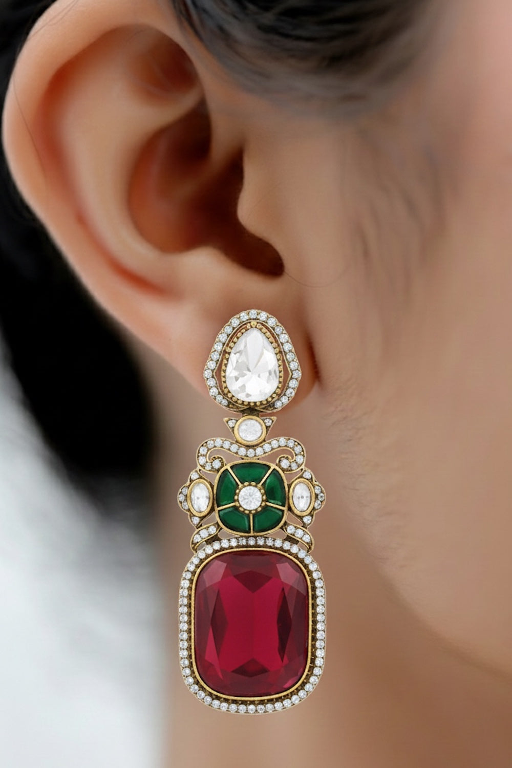 doublet pota emerald drop earrings