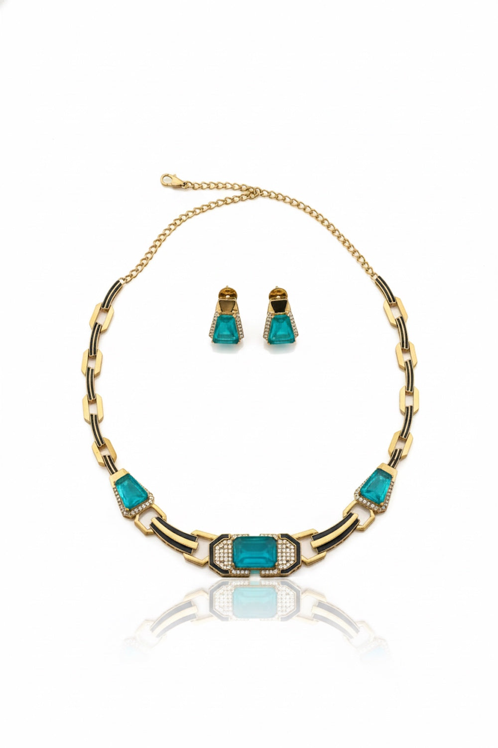 lightweight flexible western style oxidised choker necklace with black enamel and cubic zirconia indian jewellery bridal trousseau 