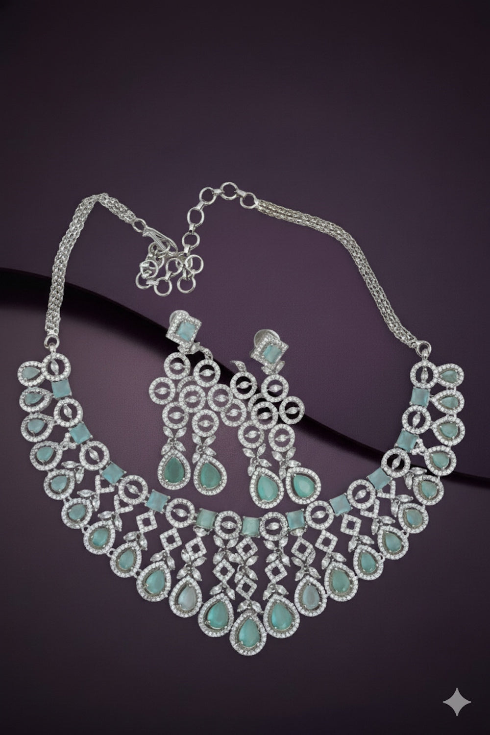 mint cz choker set