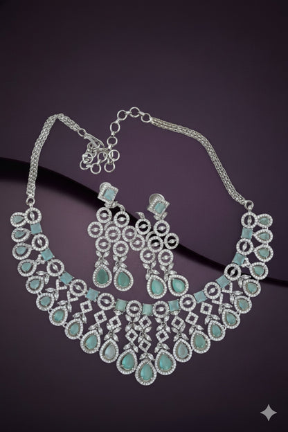 mint cz choker set