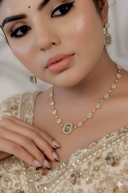 zircon necklace earrings 