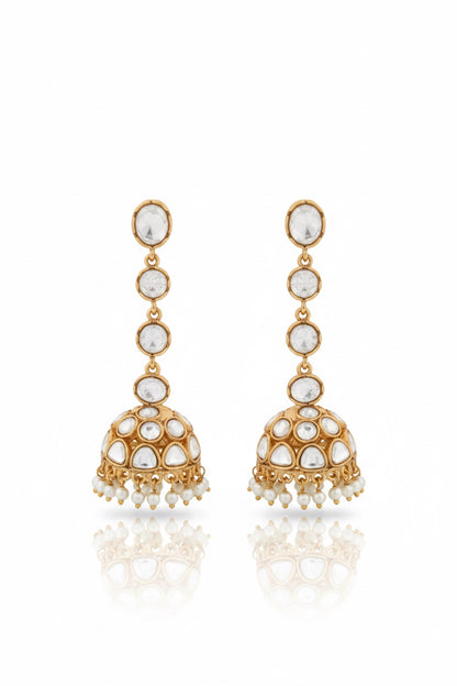 jadau polki style kundan jhumka earrings kje250401