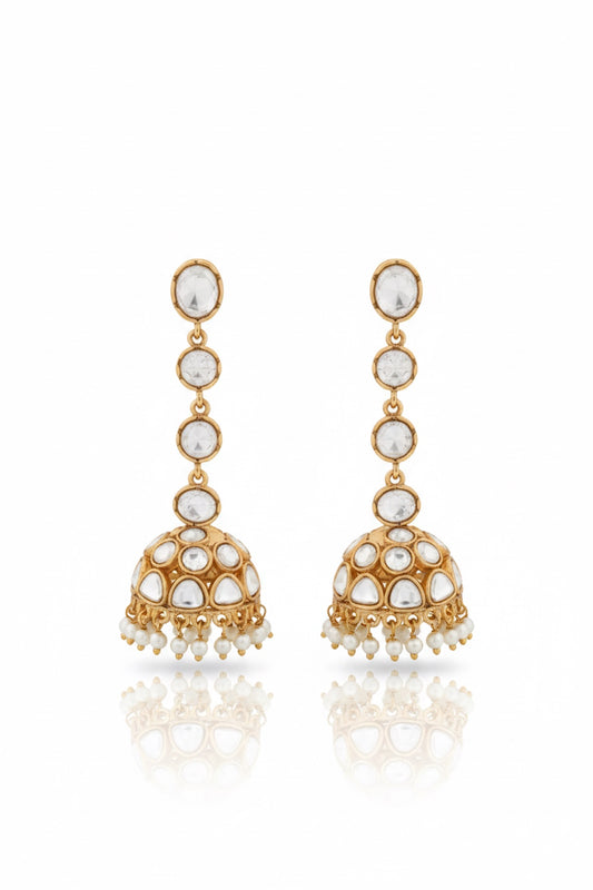 jadau polki style kundan jhumka earrings kje250401