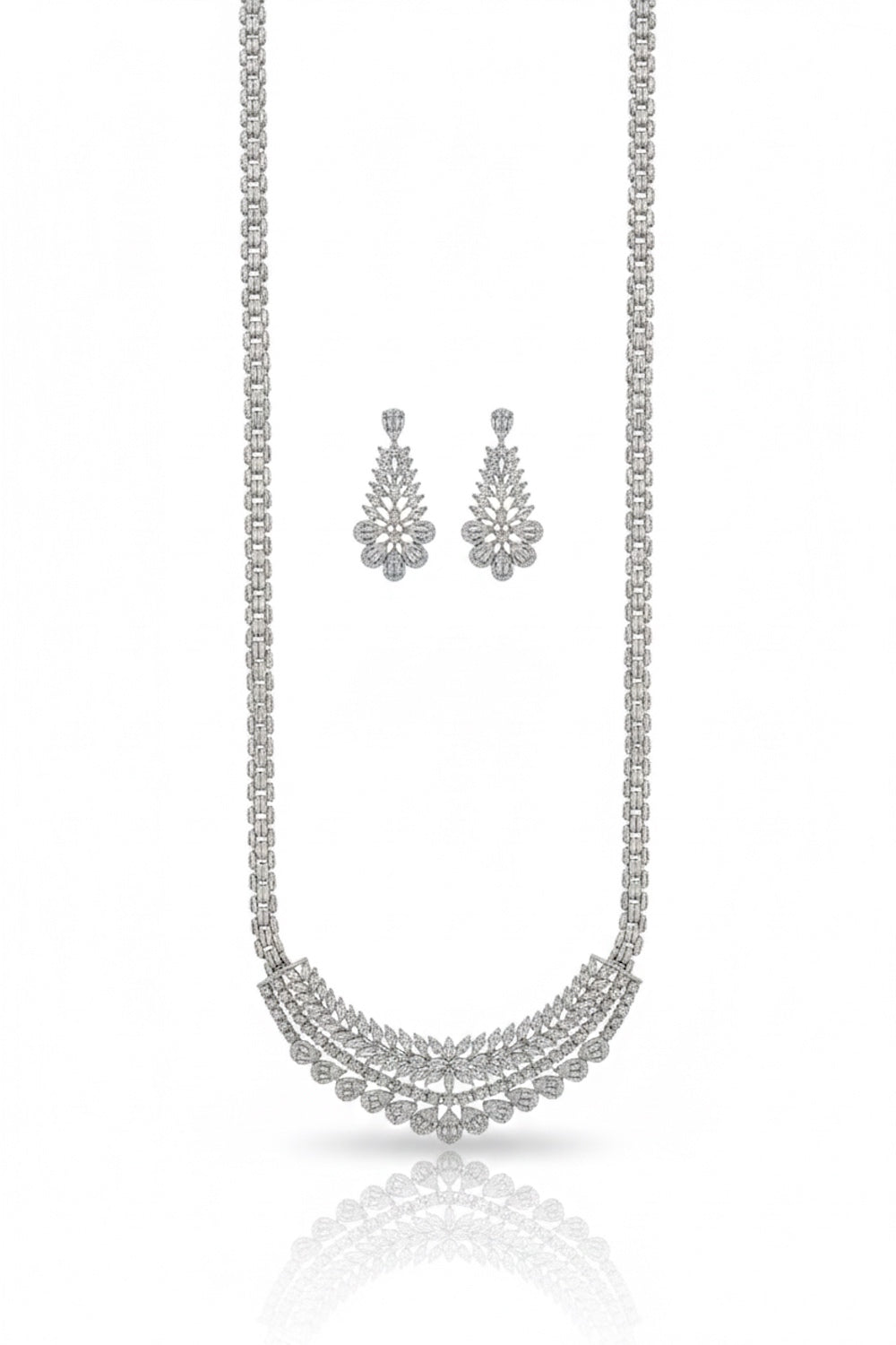 ad silver polish necklace earrings Set adspnes250390
