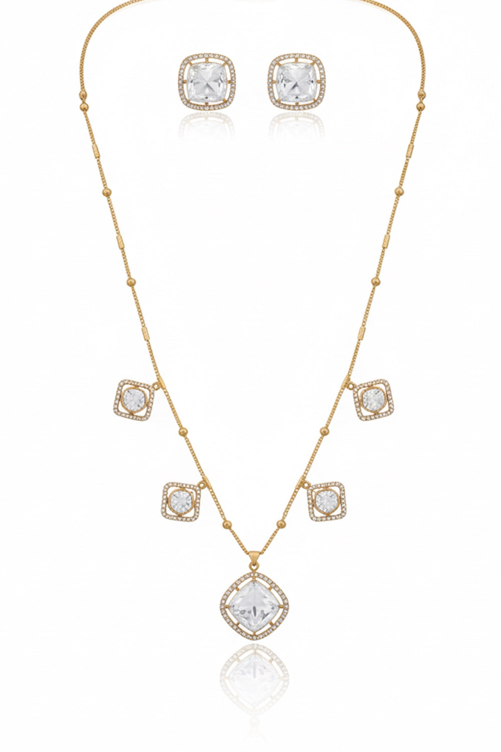 square polki pendant earrings indian jewellery