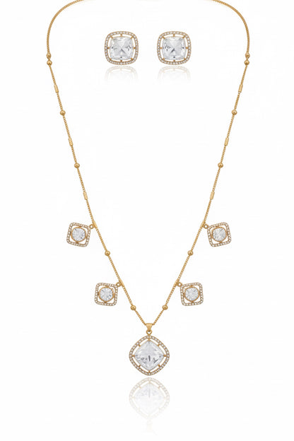 square polki pendant earrings indian jewellery